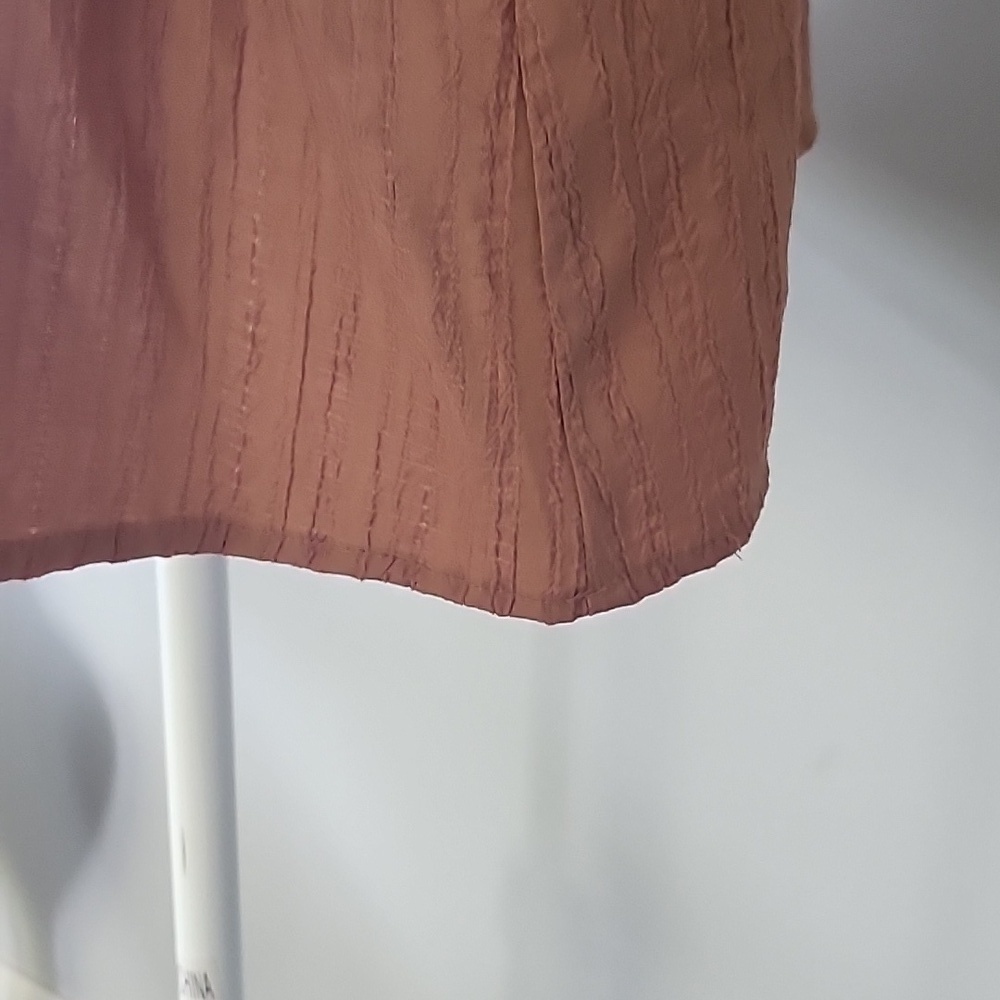 Cato peachy brown textured swing blouse with longer sleeves and button b… - Picture 10 of 14